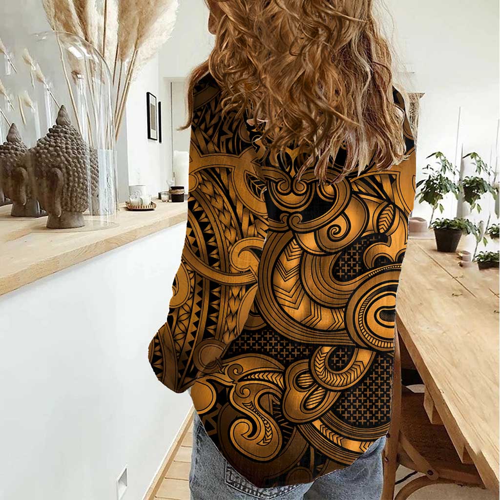 Aotearoa Maori Hei Tiki Women Casual Shirt Koura Kowhaiwhai Puhoro Motif