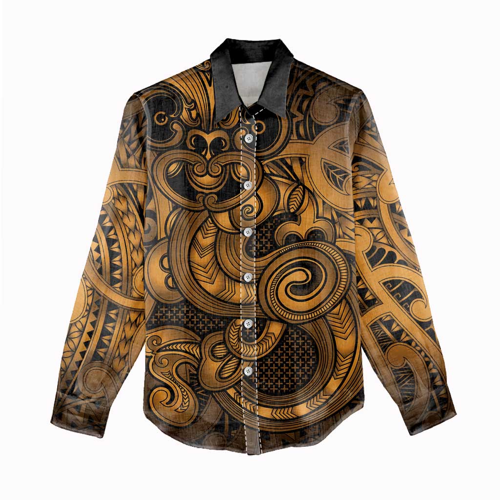 Aotearoa Maori Hei Tiki Women Casual Shirt Koura Kowhaiwhai Puhoro Motif