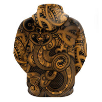 Aotearoa Maori Hei Tiki Zip Hoodie Koura Kowhaiwhai Puhoro Motif LT9 - Polynesian Pride