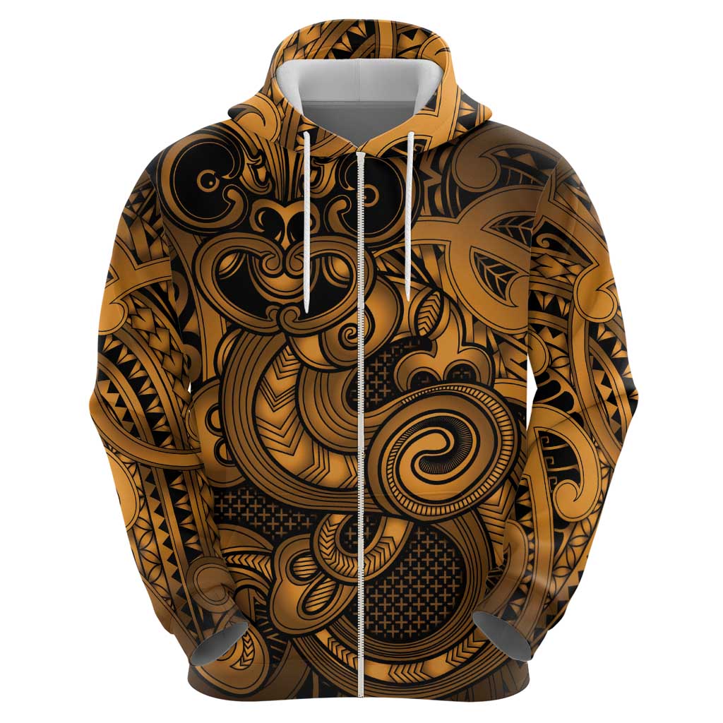 Aotearoa Maori Hei Tiki Zip Hoodie Koura Kowhaiwhai Puhoro Motif LT9 - Polynesian Pride