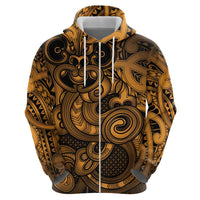 Aotearoa Maori Hei Tiki Zip Hoodie Koura Kowhaiwhai Puhoro Motif LT9 - Polynesian Pride