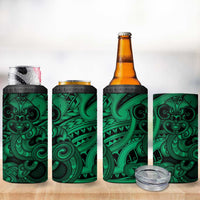 Aotearoa Maori Hei Tiki 4 in 1 Can Cooler Tumbler Kakariki Kowhaiwhai Puhoro Motif