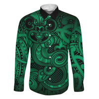 Aotearoa Maori Hei Tiki Family Matching Long Sleeve Bodycon Dress and Hawaiian Shirt Kakariki Kowhaiwhai Puhoro Motif
