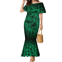 Aotearoa Maori Hei Tiki Family Matching Mermaid Dress and Hawaiian Shirt Kakariki Kowhaiwhai Puhoro Motif