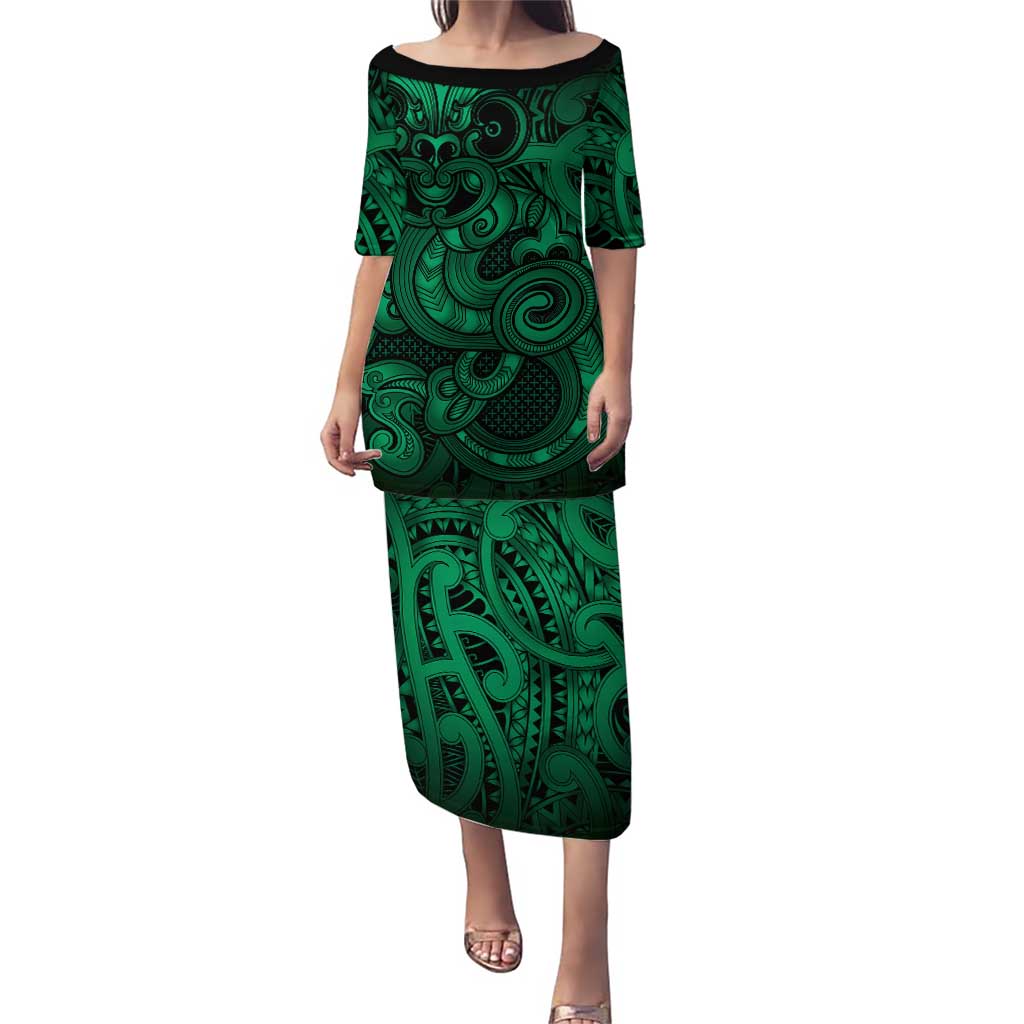 Aotearoa Maori Hei Tiki Family Matching Puletasi and Hawaiian Shirt Kakariki Kowhaiwhai Puhoro Motif