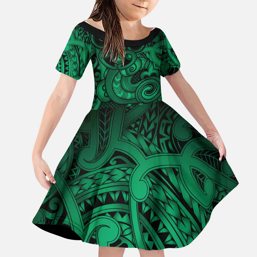Aotearoa Maori Hei Tiki Family Matching Summer Maxi Dress and Hawaiian Shirt Kakariki Kowhaiwhai Puhoro Motif