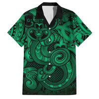 Aotearoa Maori Hei Tiki Family Matching Summer Maxi Dress and Hawaiian Shirt Kakariki Kowhaiwhai Puhoro Motif