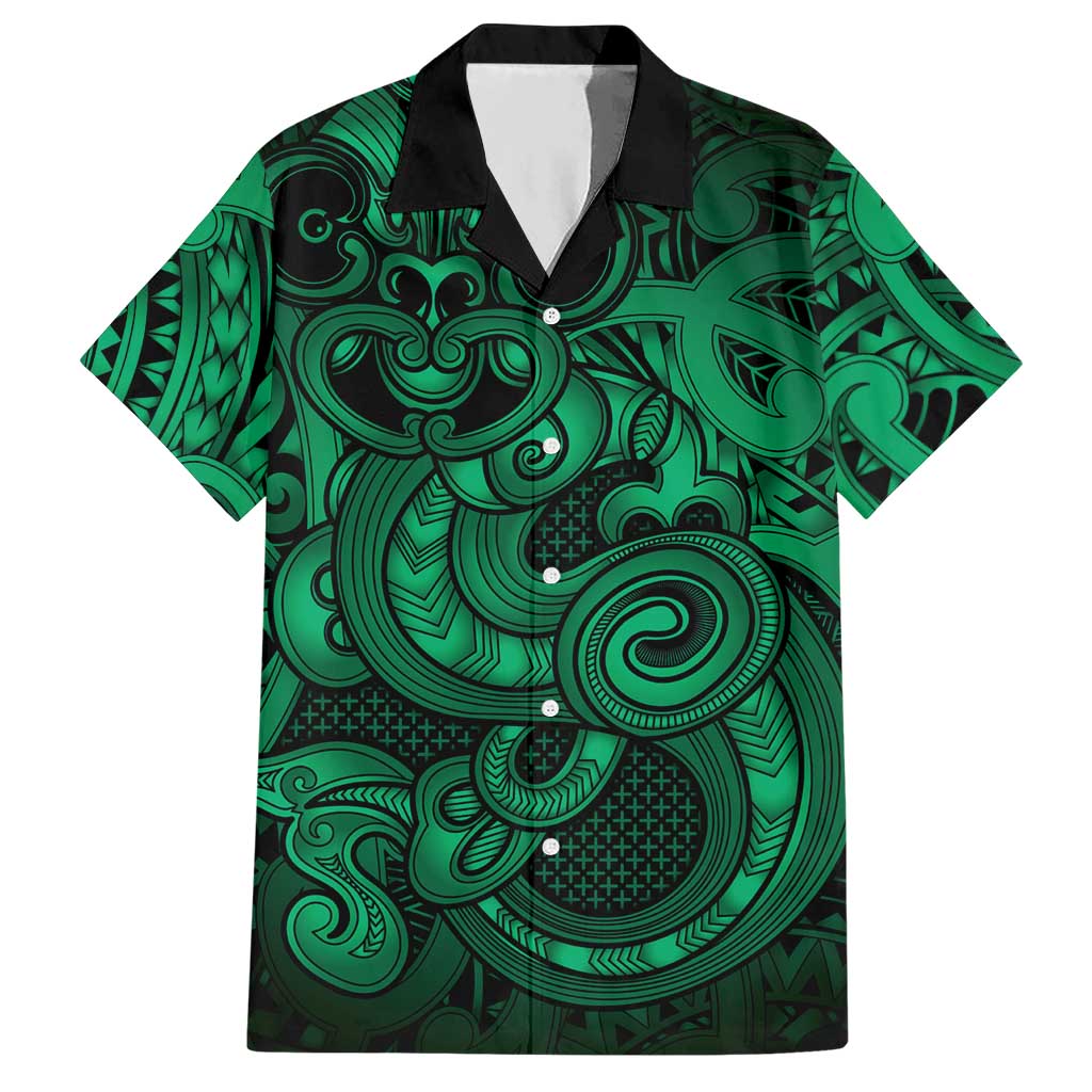 Aotearoa Maori Hei Tiki Hawaiian Shirt Kakariki Kowhaiwhai Puhoro Motif LT9 Green - Polynesian Pride