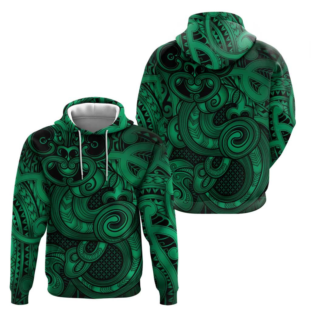 Aotearoa Maori Hei Tiki Hoodie Kakariki Kowhaiwhai Puhoro Motif LT9 - Polynesian Pride