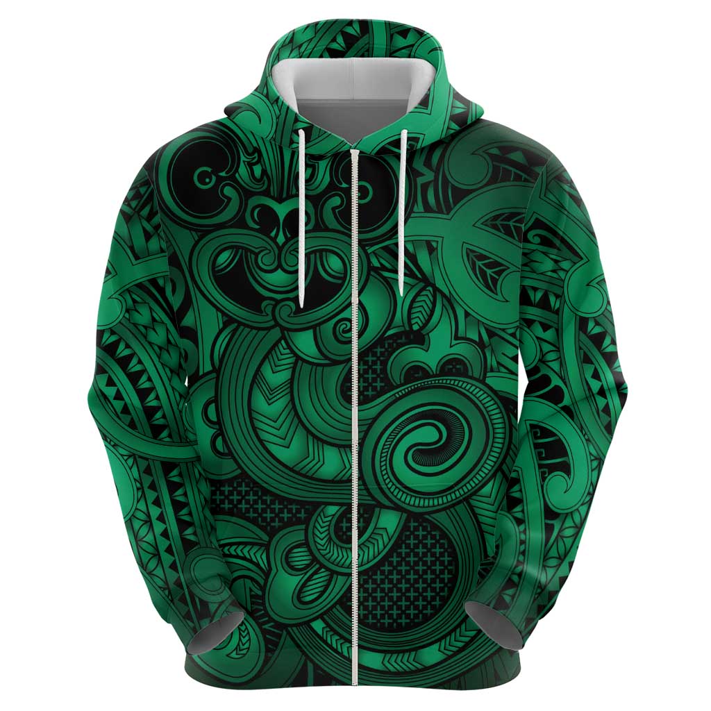 Aotearoa Maori Hei Tiki Hoodie Kakariki Kowhaiwhai Puhoro Motif LT9 - Polynesian Pride
