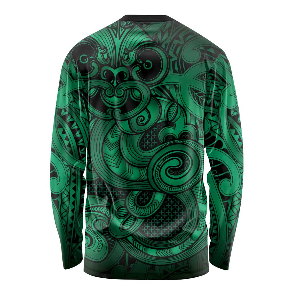 Aotearoa Maori Hei Tiki Long Sleeve Shirt Kakariki Kowhaiwhai Puhoro Motif LT9 - Polynesian Pride