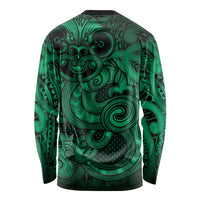 Aotearoa Maori Hei Tiki Long Sleeve Shirt Kakariki Kowhaiwhai Puhoro Motif LT9 - Polynesian Pride