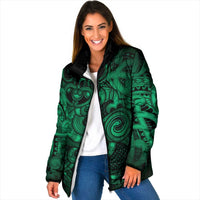 Aotearoa Maori Hei Tiki Padded Jacket Kakariki Kowhaiwhai Puhoro Motif