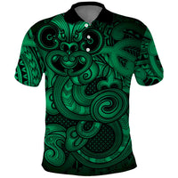 Aotearoa Maori Hei Tiki Polo Shirt Kakariki Kowhaiwhai Puhoro Motif LT9 Green - Polynesian Pride