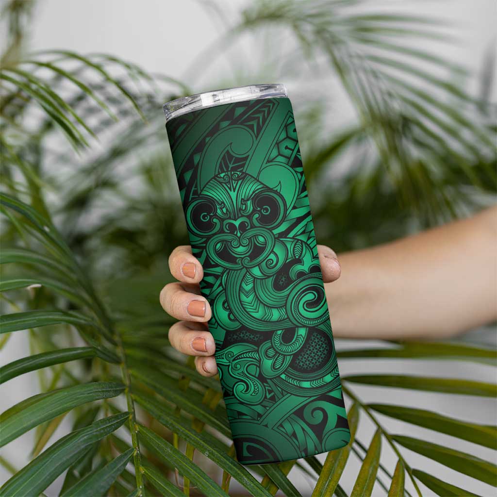 Aotearoa Maori Hei Tiki Skinny Tumbler Kakariki Kowhaiwhai Puhoro Motif