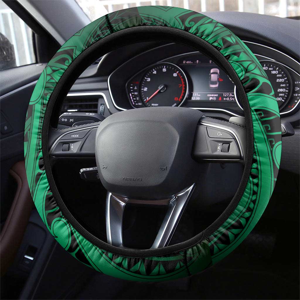 Aotearoa Maori Hei Tiki Steering Wheel Cover Kakariki Kowhaiwhai Puhoro Motif LT9 - Polynesian Pride