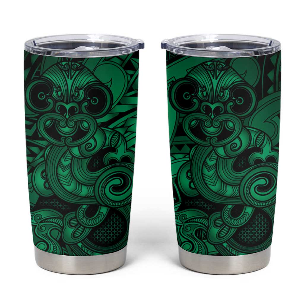 Aotearoa Maori Hei Tiki Tumbler Cup Kakariki Kowhaiwhai Puhoro Motif LT9 Green - Polynesian Pride
