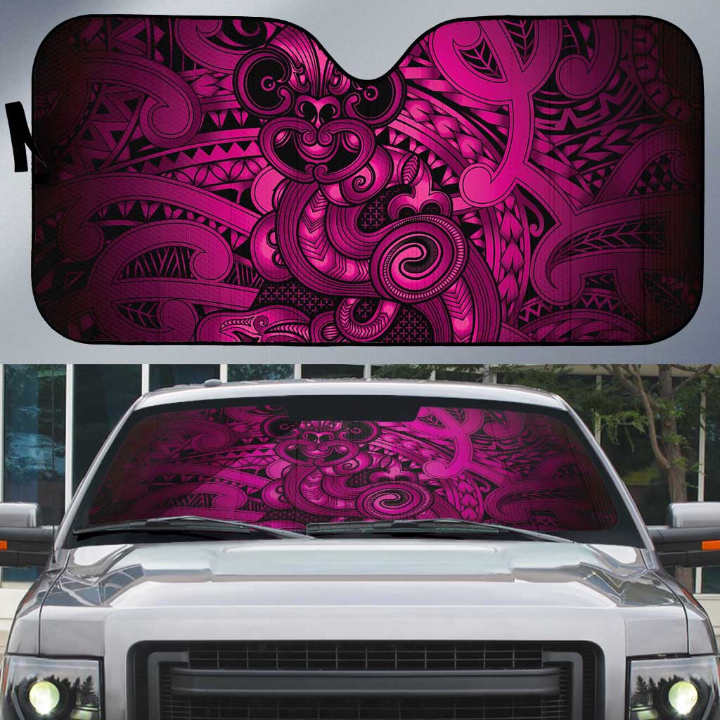 Aotearoa Maori Hei Tiki Auto Sun Shade Mawhero Kowhaiwhai Puhoro Motif