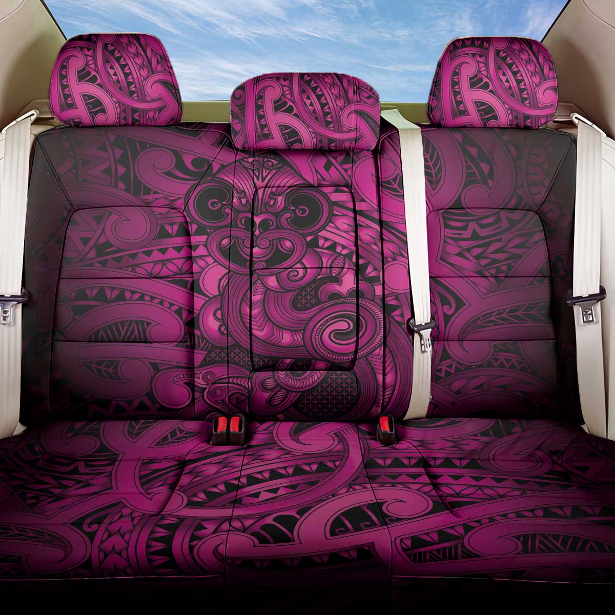 Aotearoa Maori Hei Tiki Back Car Seat Cover Mawhero Kowhaiwhai Puhoro Motif LT9 One Size Pink - Polynesian Pride