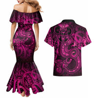 Aotearoa Maori Hei Tiki Couples Matching Mermaid Dress and Hawaiian Shirt Mawhero Kowhaiwhai Puhoro Motif LT9 - Polynesian Pride