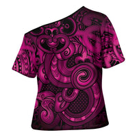 Aotearoa Maori Hei Tiki Cross Shoulder Shirt Mawhero Kowhaiwhai Puhoro Motif LT9 - Polynesian Pride