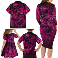 Aotearoa Maori Hei Tiki Family Matching Long Sleeve Bodycon Dress and Hawaiian Shirt Mawhero Kowhaiwhai Puhoro Motif LT9 - Polynesian Pride