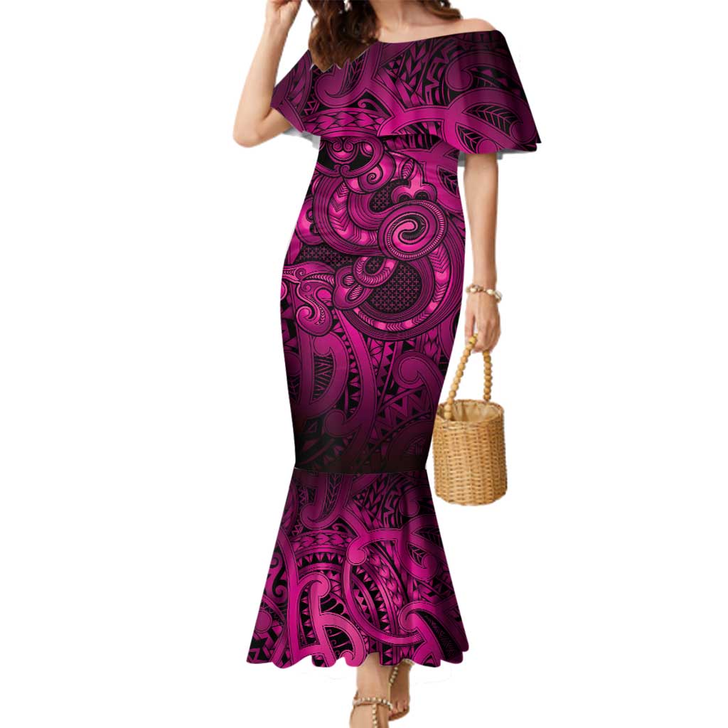 Aotearoa Maori Hei Tiki Family Matching Mermaid Dress and Hawaiian Shirt Mawhero Kowhaiwhai Puhoro Motif