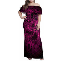 Aotearoa Maori Hei Tiki Family Matching Off Shoulder Maxi Dress and Hawaiian Shirt Mawhero Kowhaiwhai Puhoro Motif