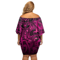 Aotearoa Maori Hei Tiki Family Matching Off Shoulder Short Dress and Hawaiian Shirt Mawhero Kowhaiwhai Puhoro Motif
