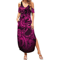 Aotearoa Maori Hei Tiki Family Matching Summer Maxi Dress and Hawaiian Shirt Mawhero Kowhaiwhai Puhoro Motif