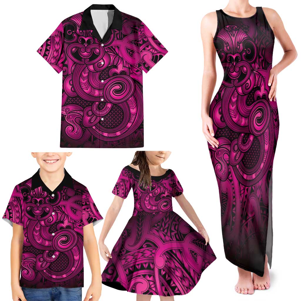 Aotearoa Maori Hei Tiki Family Matching Tank Maxi Dress and Hawaiian Shirt Mawhero Kowhaiwhai Puhoro Motif LT9 - Polynesian Pride