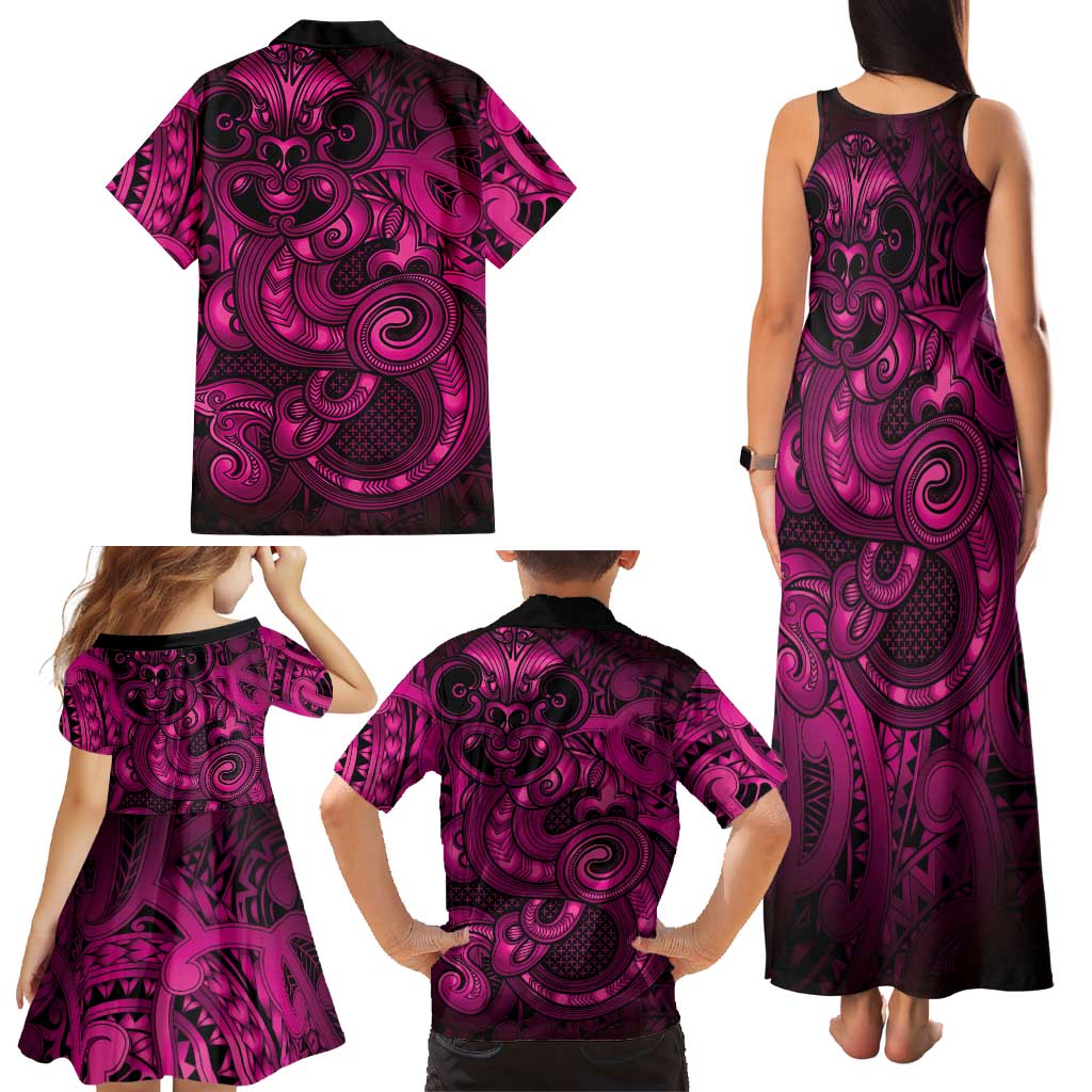 Aotearoa Maori Hei Tiki Family Matching Tank Maxi Dress and Hawaiian Shirt Mawhero Kowhaiwhai Puhoro Motif LT9 - Polynesian Pride