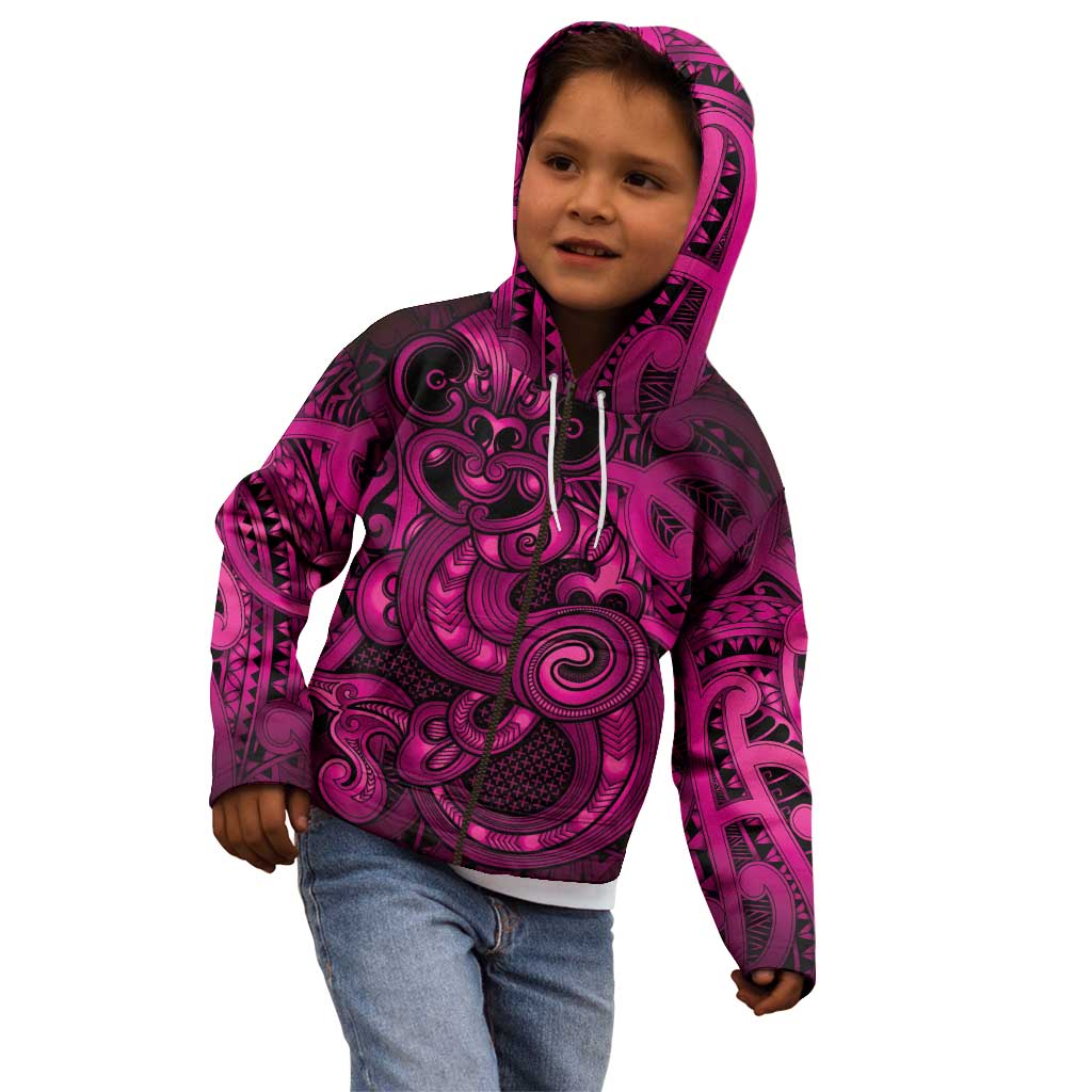 Aotearoa Maori Hei Tiki Kid Hoodie Mawhero Kowhaiwhai Puhoro Motif LT9 - Polynesian Pride