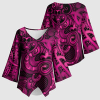 Aotearoa Maori Hei Tiki Kimono Sleeve Blouse Mawhero Kowhaiwhai Puhoro Motif LT9 - Polynesian Pride