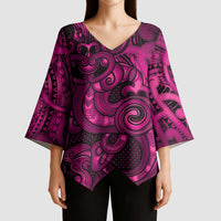 Aotearoa Maori Hei Tiki Kimono Sleeve Blouse Mawhero Kowhaiwhai Puhoro Motif LT9 - Polynesian Pride