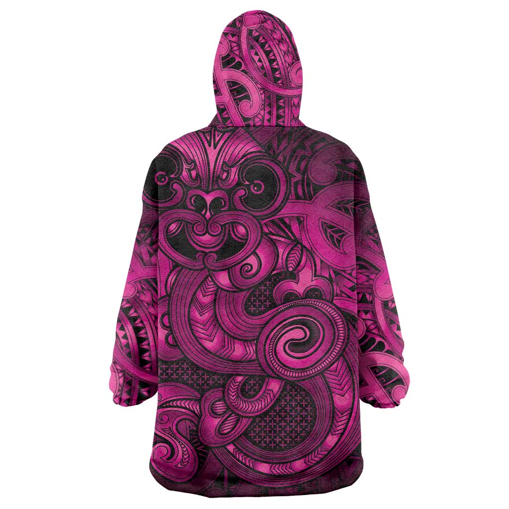 Aotearoa Maori Hei Tiki Wearable Blanket Hoodie Mawhero Kowhaiwhai Puhoro Motif