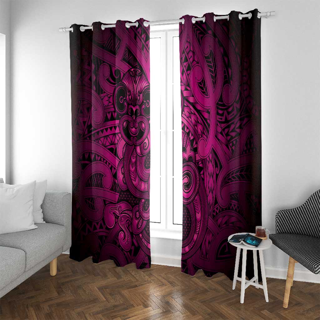 Aotearoa Maori Hei Tiki Window Curtain Mawhero Kowhaiwhai Puhoro Motif