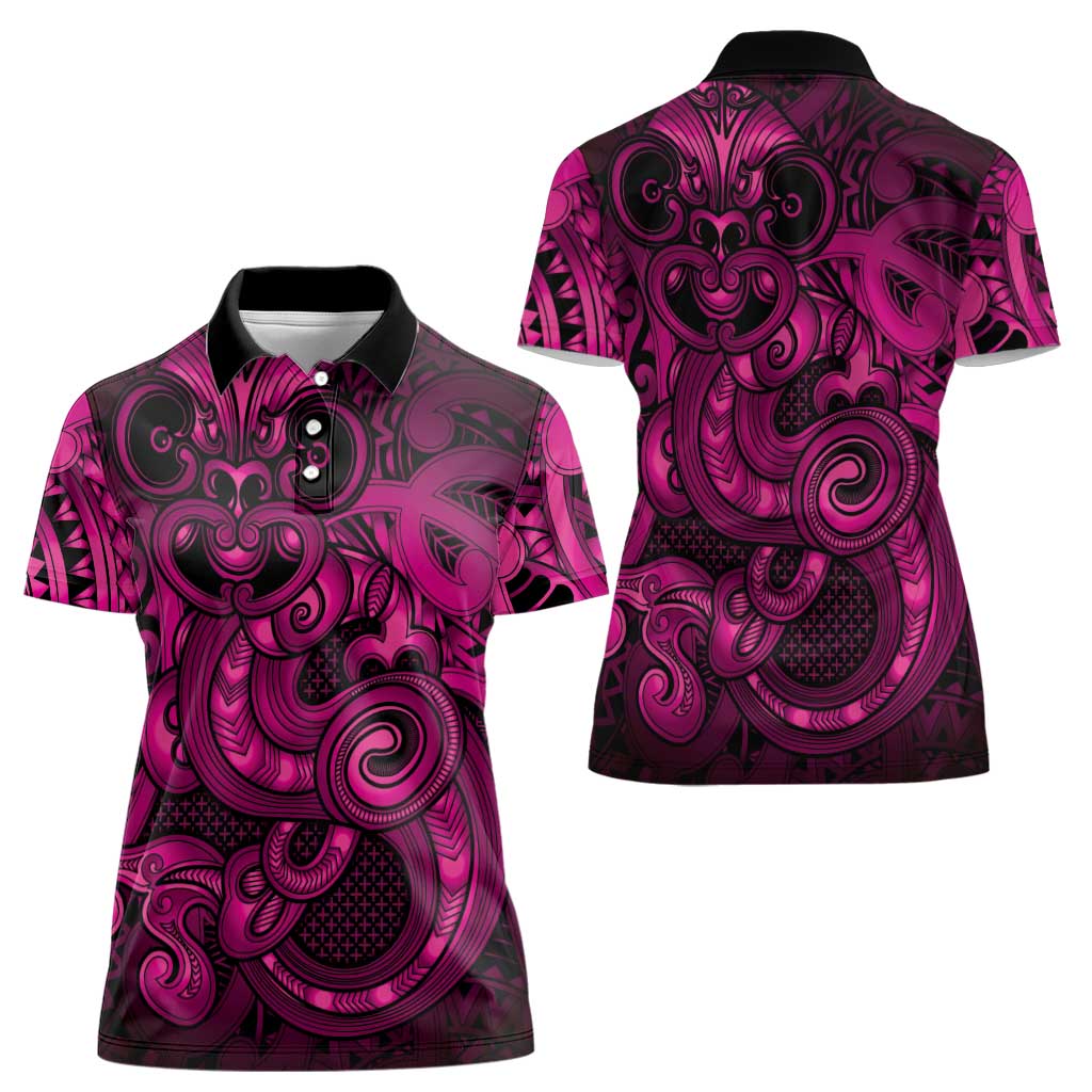 Aotearoa Maori Hei Tiki Women Polo Shirt Mawhero Kowhaiwhai Puhoro Motif