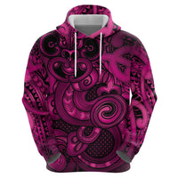 Aotearoa Maori Hei Tiki Zip Hoodie Mawhero Kowhaiwhai Puhoro Motif