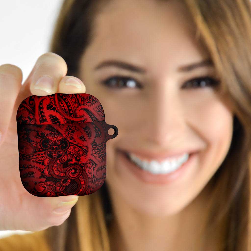 Aotearoa Maori Hei Tiki AirPods Case Whero Kowhaiwhai Puhoro Motif