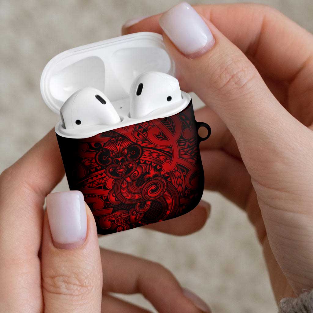 Aotearoa Maori Hei Tiki AirPods Case Whero Kowhaiwhai Puhoro Motif