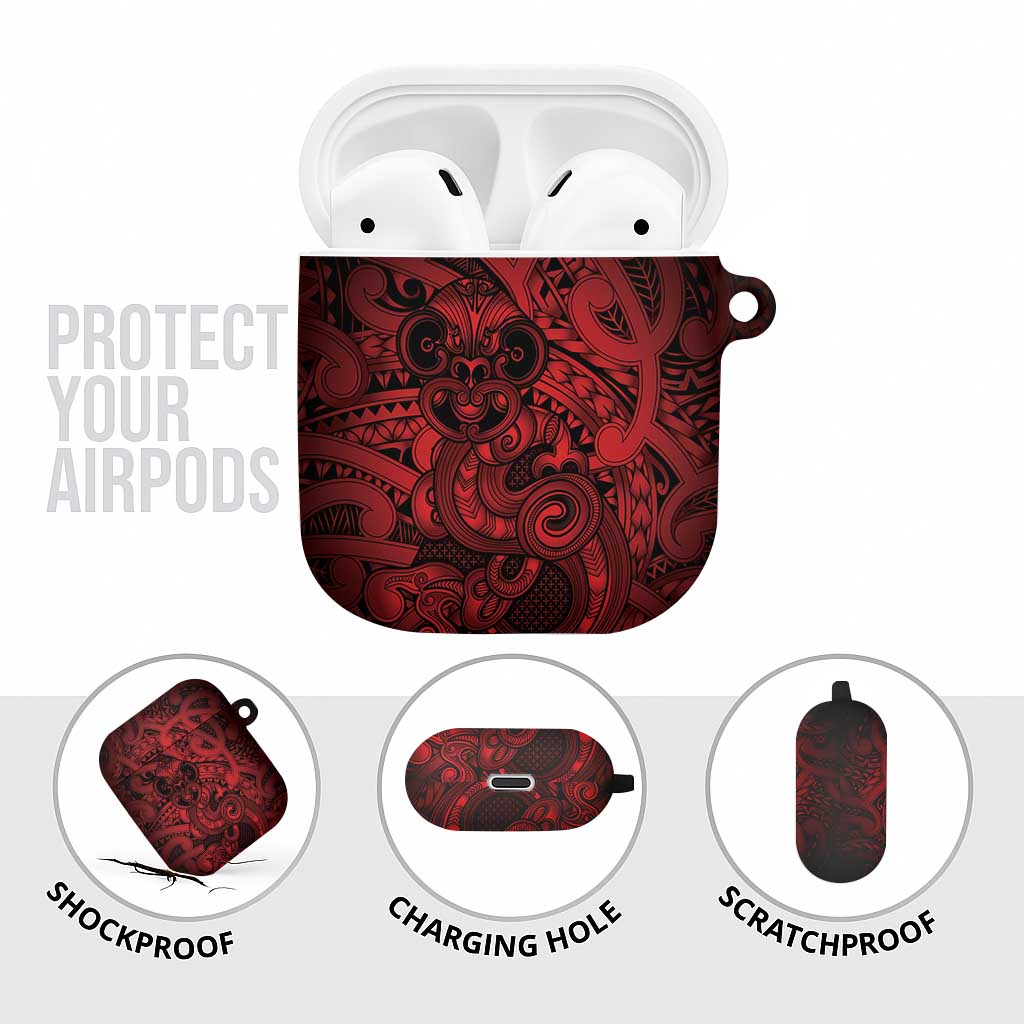 Aotearoa Maori Hei Tiki AirPods Case Whero Kowhaiwhai Puhoro Motif