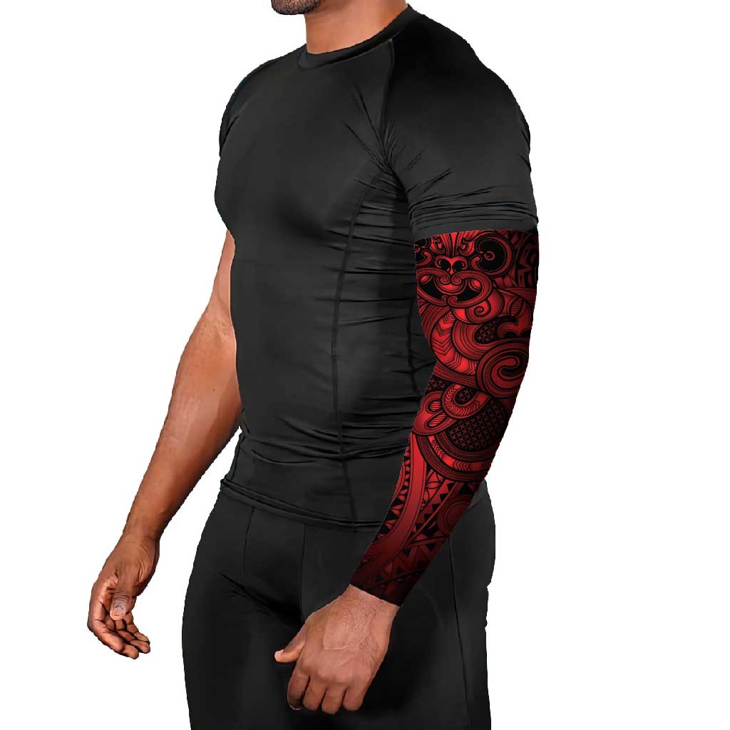 Aotearoa Maori Hei Tiki Arm Sleeves Whero Kowhaiwhai Puhoro Motif