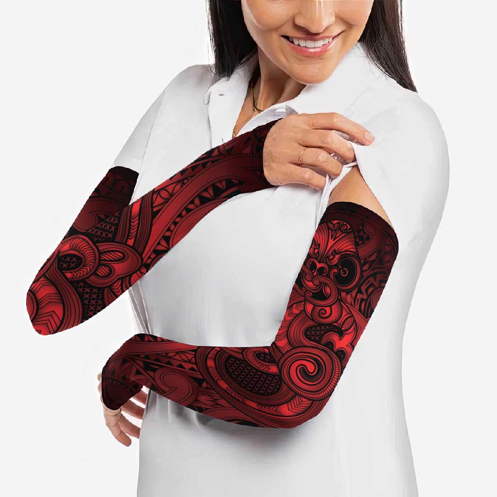 Aotearoa Maori Hei Tiki Arm Sleeves Whero Kowhaiwhai Puhoro Motif