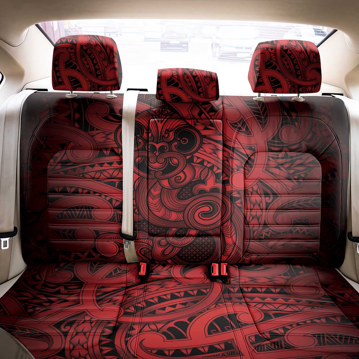 Aotearoa Maori Hei Tiki Back Car Seat Cover Whero Kowhaiwhai Puhoro Motif LT9 - Polynesian Pride