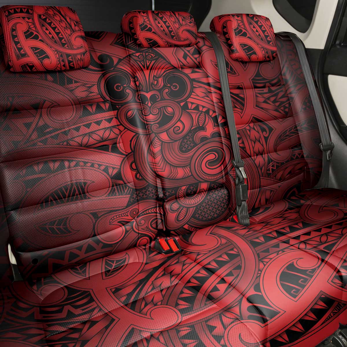 Aotearoa Maori Hei Tiki Back Car Seat Cover Whero Kowhaiwhai Puhoro Motif LT9 - Polynesian Pride