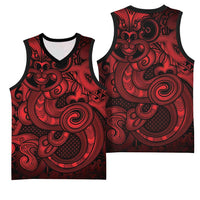 Aotearoa Maori Hei Tiki Basketball Jersey Whero Kowhaiwhai Puhoro Motif LT9 - Polynesian Pride