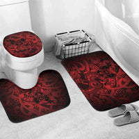 Aotearoa Maori Hei Tiki Bathroom Set Whero Kowhaiwhai Puhoro Motif LT9 Mat Set Only (3 pcs) One Size Red - Polynesian Pride