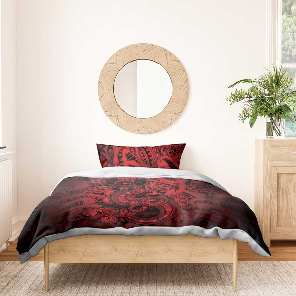 Aotearoa Maori Hei Tiki Bedding Set Whero Kowhaiwhai Puhoro Motif LT9 - Polynesian Pride
