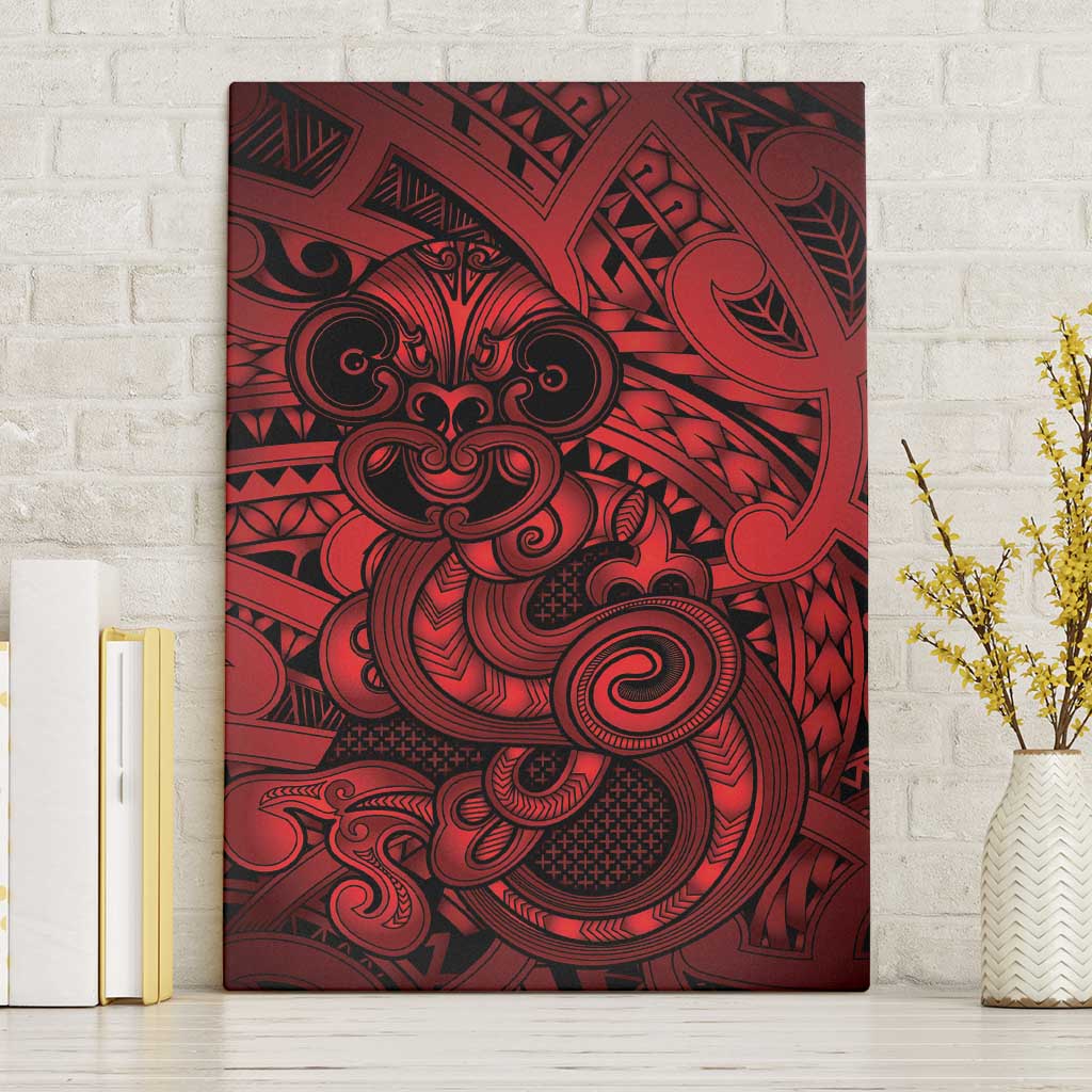 Aotearoa Maori Hei Tiki Canvas Wall Art Whero Kowhaiwhai Puhoro Motif